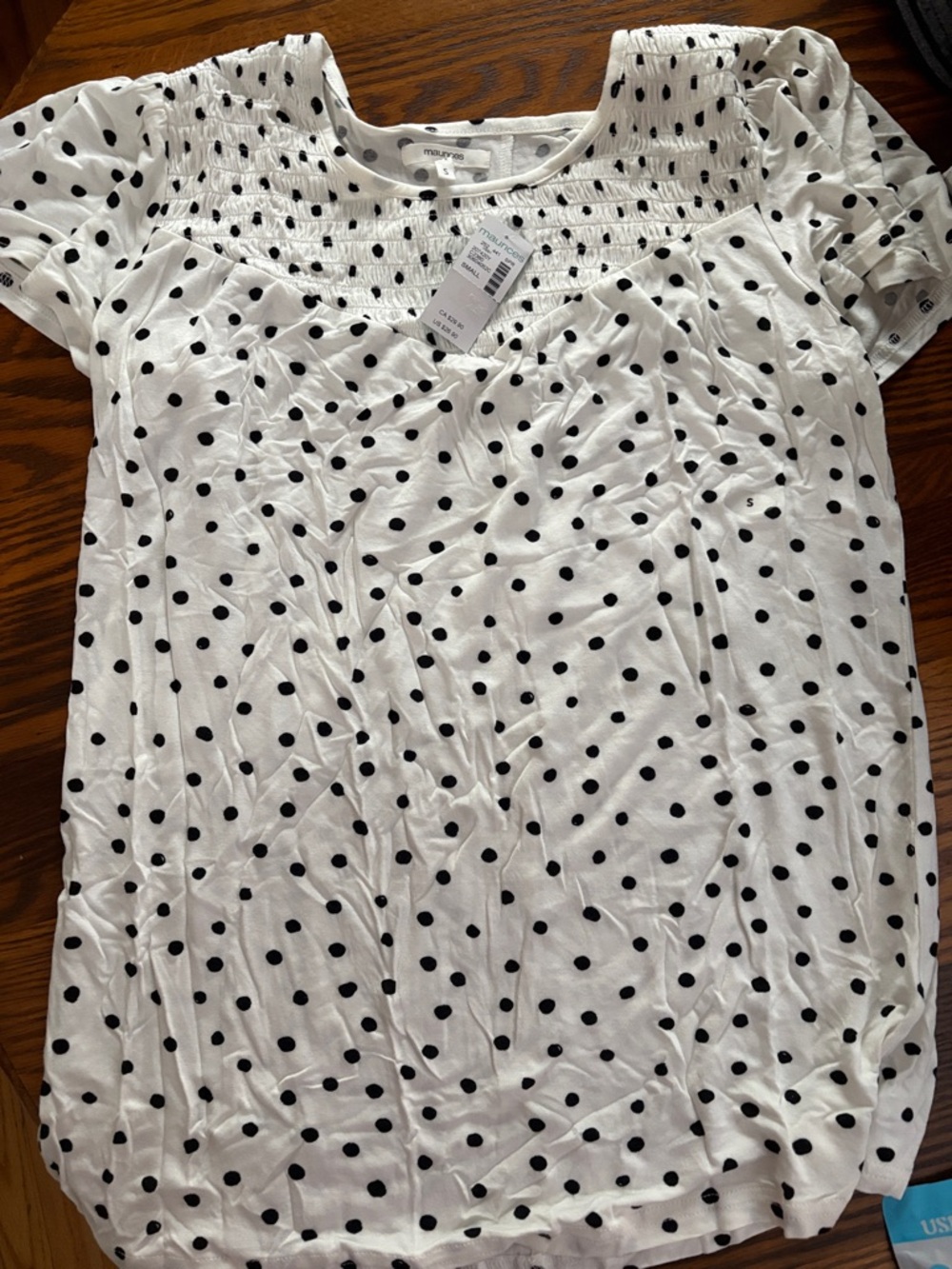 Maurices White Short Sleeve Polka Dot Tee